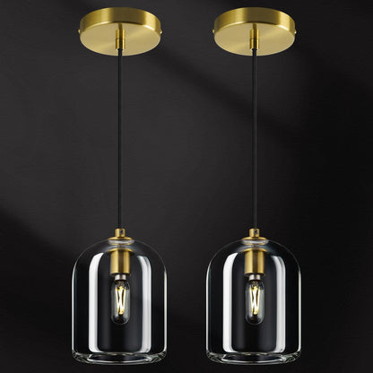 LBSQJ Modern Gold Pendant Lights Kitchen Island Ceiling Chandelier Indoor Crystal Hanging Light Fixtures for Dining Room Kitchen Living Room Bedroom（2Pack）