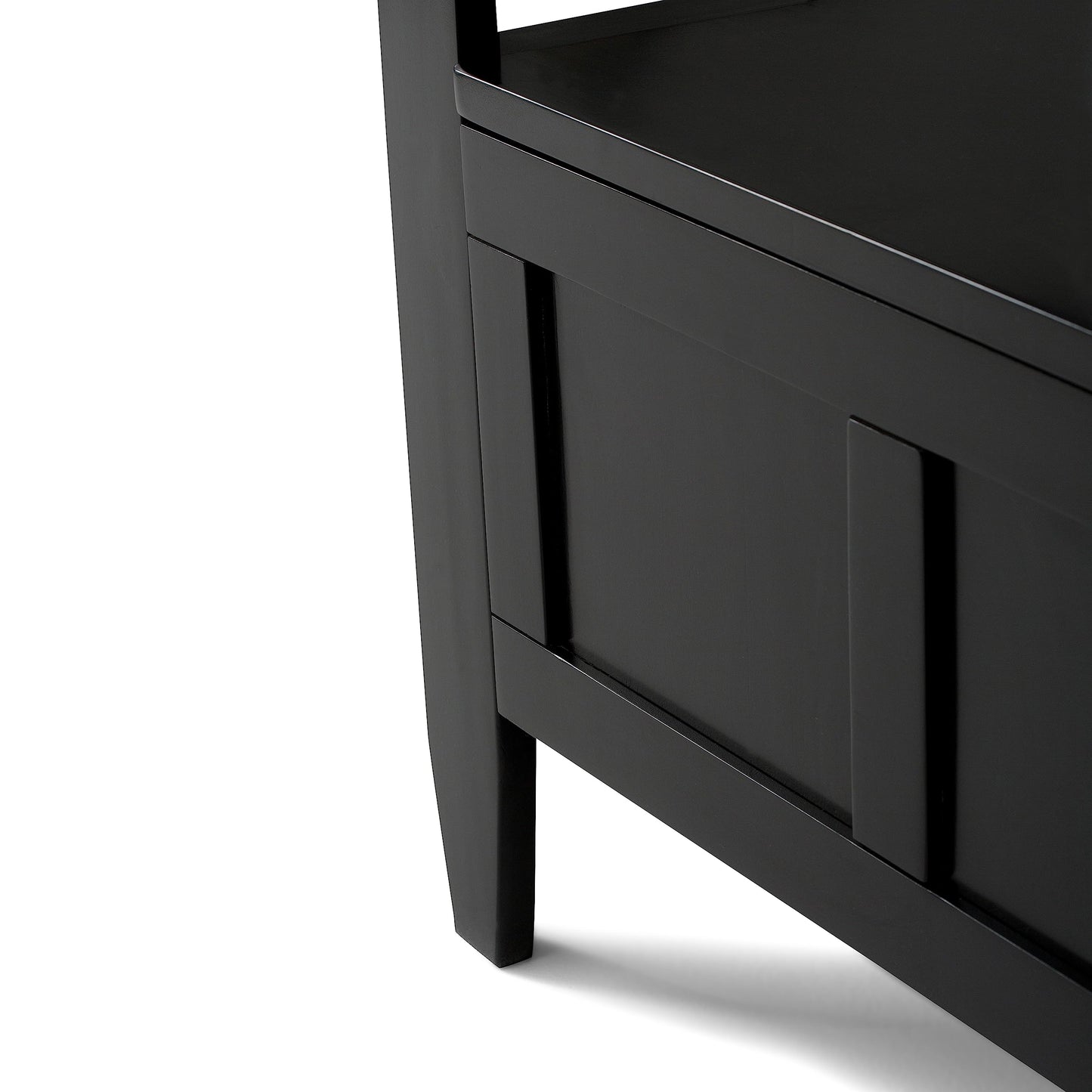 SIMPLIHOME Brooklyn Entryway Storage Bench - 48 inch Wide Solid Wood Hallway Bench in Black, Contemporary Mudroom Bench for Entry or Foyer with Lift-Up Lid and Spacious Hidden Storage
