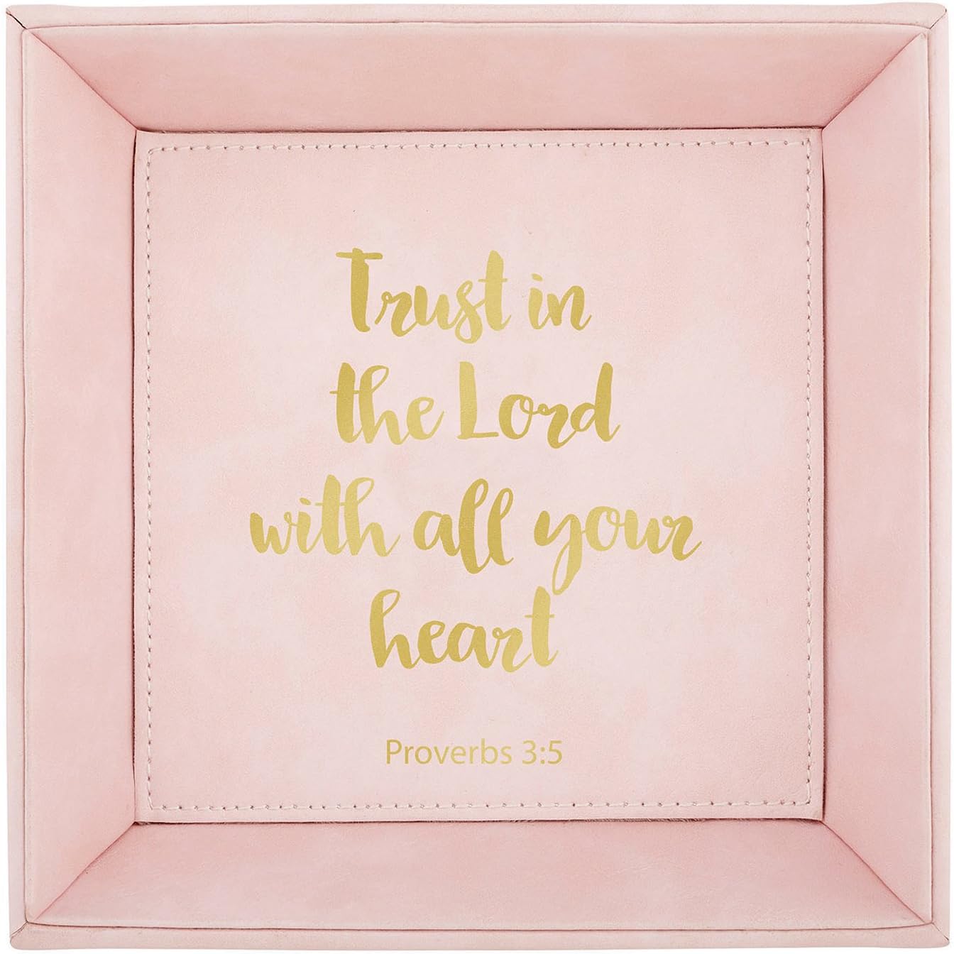CB Gift Heartfelt Collection Pretty in Pink Leather-Like Trinket Tray, 7.5 x 7.5-Inches