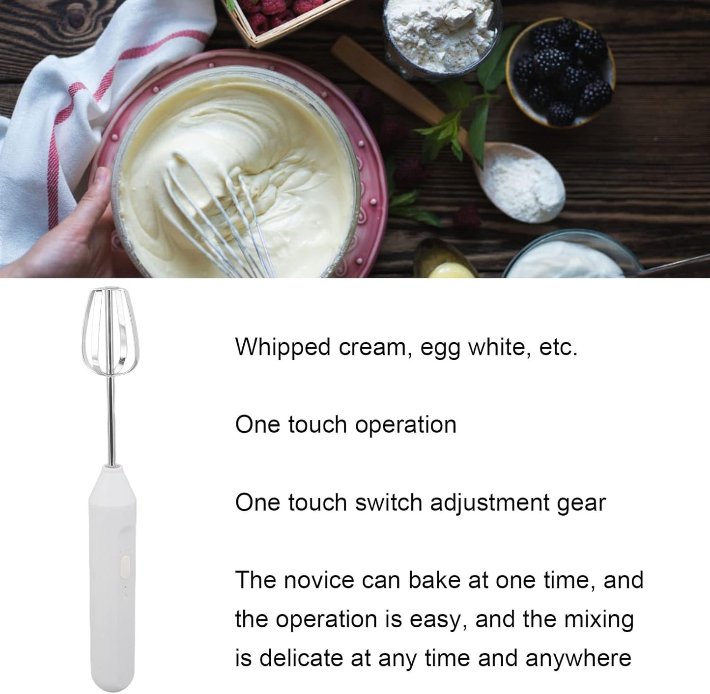 Electric Hand Blender, 3 in 1 Immersion Blender, Handheld Beater, Milk Frother, Coffee Blender, Kitchen Tools (White)