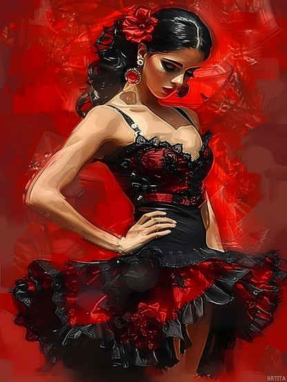 BRTITA The Black Dress Dancer Diamond Painting Kit for Adult, DIY Full Drill Diamond Art for Beginner, 5D Gem Dots Kits Painting Crafts for Home Decor 12x16in / 30x40cm