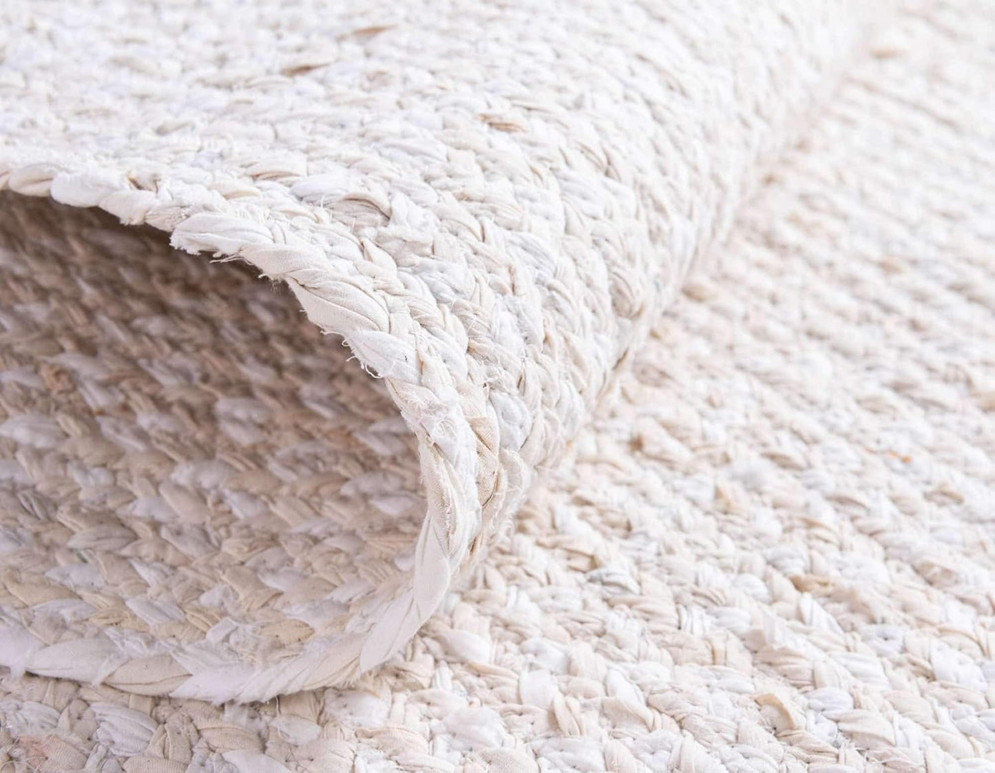 Unique Loom Braided Chindi Collection Area Rug - Layer, Ivory/Beige (2' x 3' 1" Rectangle)