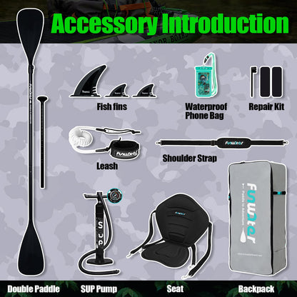 FunWater Inflatable Stand Up Paddle Board with Premium SUP Paddleboard Accessories, Anti-Slip EVA Deck, Paddle Boards for Adults & Youth of All Skill Levels