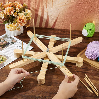 BENECREAT Amish Style Yarn Swift Winder, Portable Wooden Yarn Swift, Desktop Standing Needlecraft Yarn Finishing Tool with Flat Cross Base for Wool, Yarn and Embroidery Thread