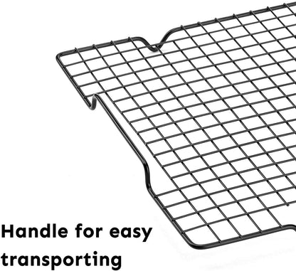 HULISEN Cooling Rack 2 Pack - 16" x 10", Nonstick Baking Rack with Handle fits Half Sheet Pan, Cookie Cooling Racks for Baking and Cooking, Wire Smoker Racks for Grilling, Oven Safe