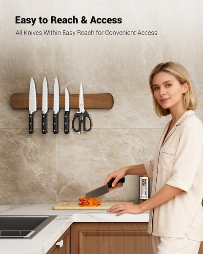 Swaitee Magnetic Knife Holder for Wall, 10 Inch Wood Strong Magnetic Knife Strip, Small Kitchen Storage Space Savers, Rv Apartment Farmhouse Accessories Organizer, Housewarming Gifts for New Home