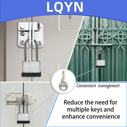 Padlocks with Same Key, LQYN 100 Pcs Laminated Keyed Padlock (1-9/16", 40mm), Keyed Alike Locks, Long Shackle, for Storage Locker, Hasp Latch, Toolbox, Sheds