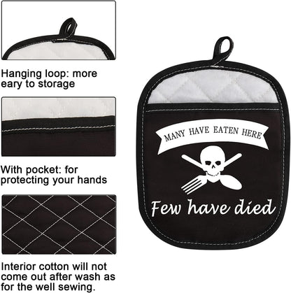 Funny Baking Oven Pads Pot Holder with Pocket - Many Have Eaten Here Few Have Died