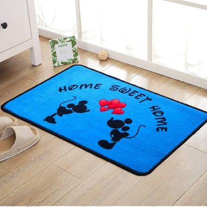 Cartoon Mouse Rugs - 17" x 30" Cute Red Heart Rug, Non-Slip Welcome Mat for Home Decor