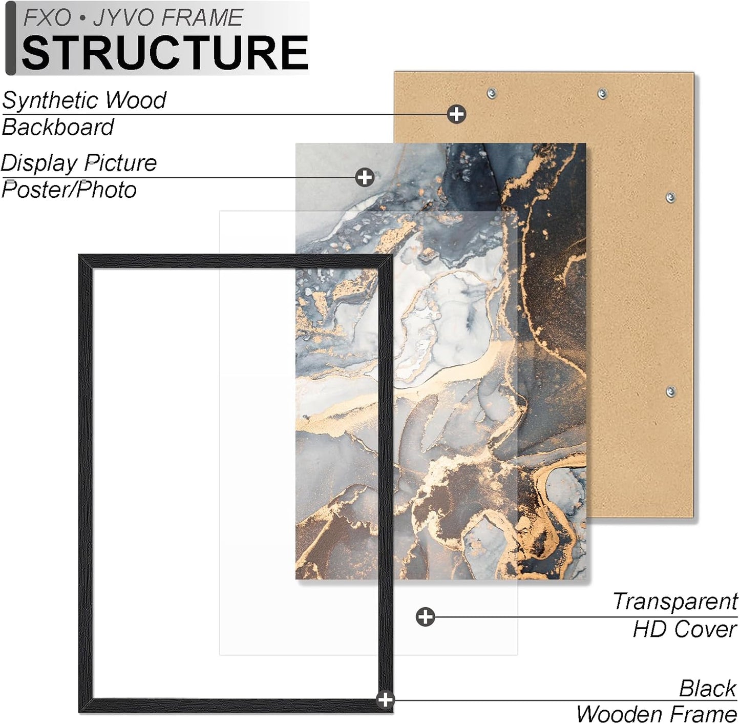 22x34 22 34 Inch 22 34 1 Pack/Black/22 x34 Fxojyvo Engineered Wood Frame, Black Picture Frame for x Poster Puzzle