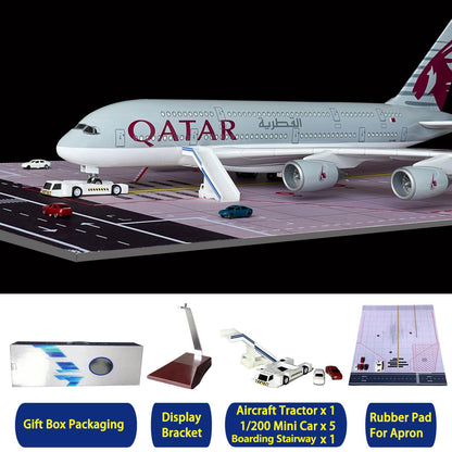 MACHASORS A380 Model Airplane 1/160 Scale A380 Model Plane with LED Lights and Airport Scene Accessories Ideal Display and Gift