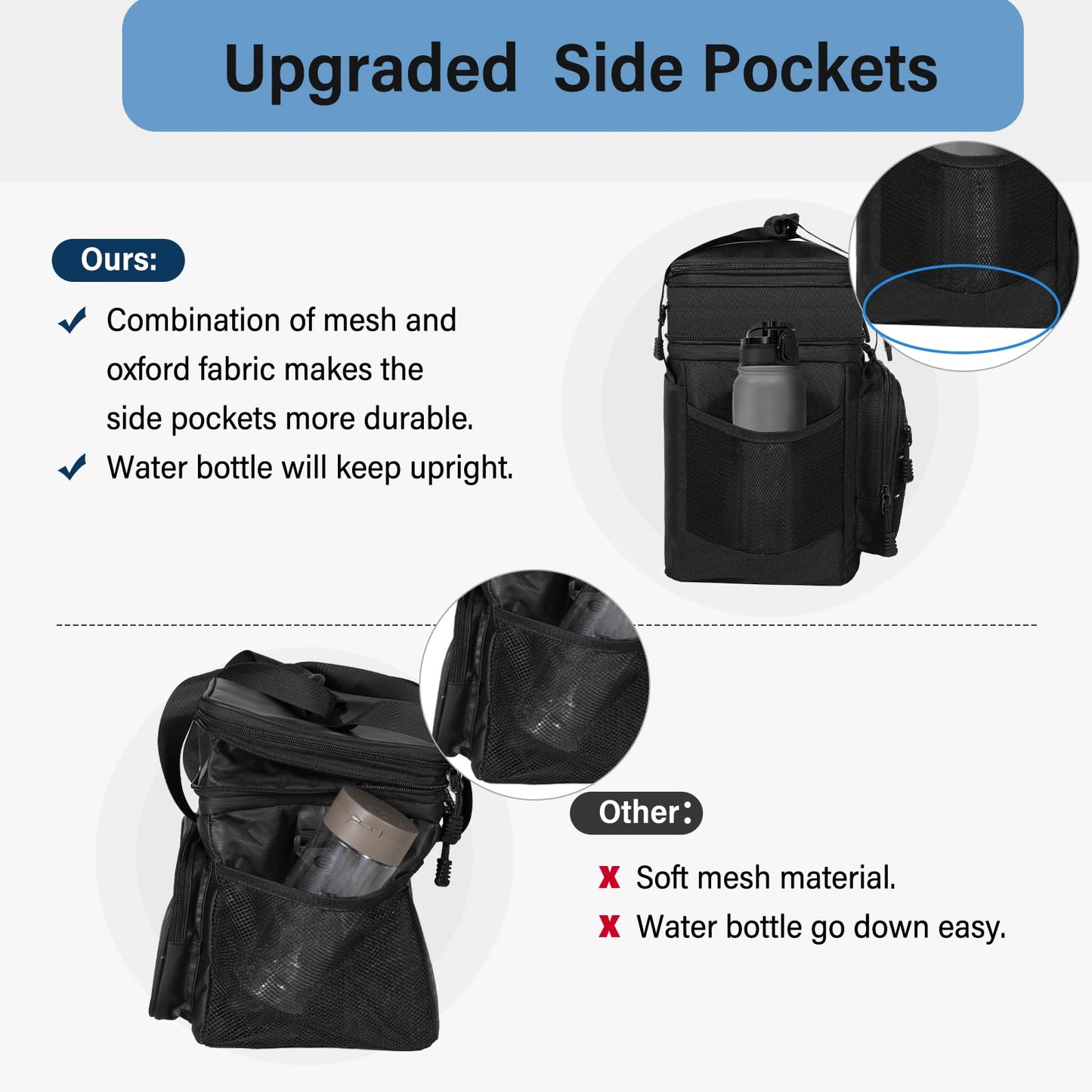 Lunch Box Cooler Bag - Tactical Insulated Lunchbox for Men - Large Soft Expandable Lunch Pail for Adults Work Outdoor Shifts Trips Black 16L