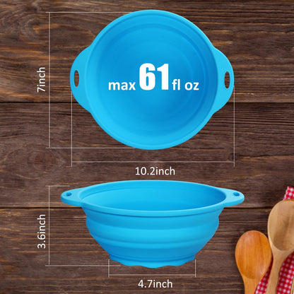 Collapsible Silicone Salad Bowl 61oz Camping Bowl Outdoor Hiking Travel Durable Bowl for Storage and Mixing Food-Grade Silicone Food Storage Container 1 Pack (Grey)