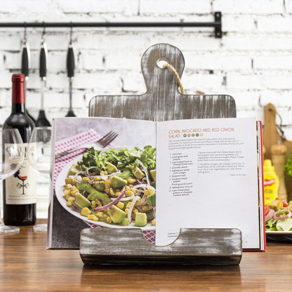 MyGift Gray Cookbook Stand: Mom's Kitchen Recipe Book Holder for Mother's Day, Birthday Present for Mom, Grandma
