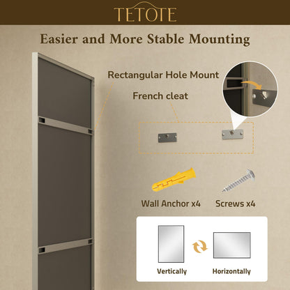 TETOTE Brushed Nickel Vanity Mirror for Bathroom 60" x 36" Beveled Frame Rectangle Bathroom Mirror for Over Sink Brushed Nickel, Tempered Glass, Stronger Frame, Modern Farmhouse Bedroom, Entryway