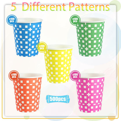 CUPLOOV 500Pack 5 oz Paper Cups, Multicolor Small Bathroom Mouthwash Disposable Paper Cups Dessert Dispenser for Home Use, Party, Picnic, Travel and Event, BBQ, 5 Colors