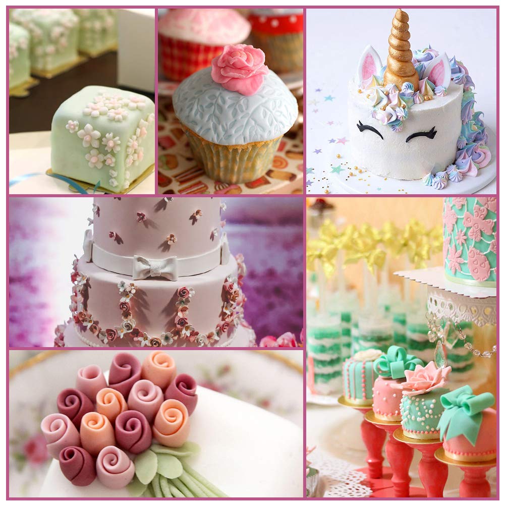 Soleebee 114 Pcs Cake Decorating Tools Fondant Cake Baking Decorating Sugar Craft Icing Tools Plunger Cutters Snowflake Rose Flower Moulds Set Letter Cookie Cutters Rolling Pin Equipment Accessories