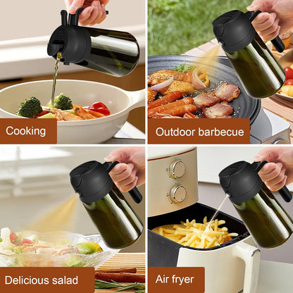 YARRAMATE 2-Pack 16oz Light Blockage Dark Oil Sprayer | Food-Grade Olive Oil Dispenser - Green Glass