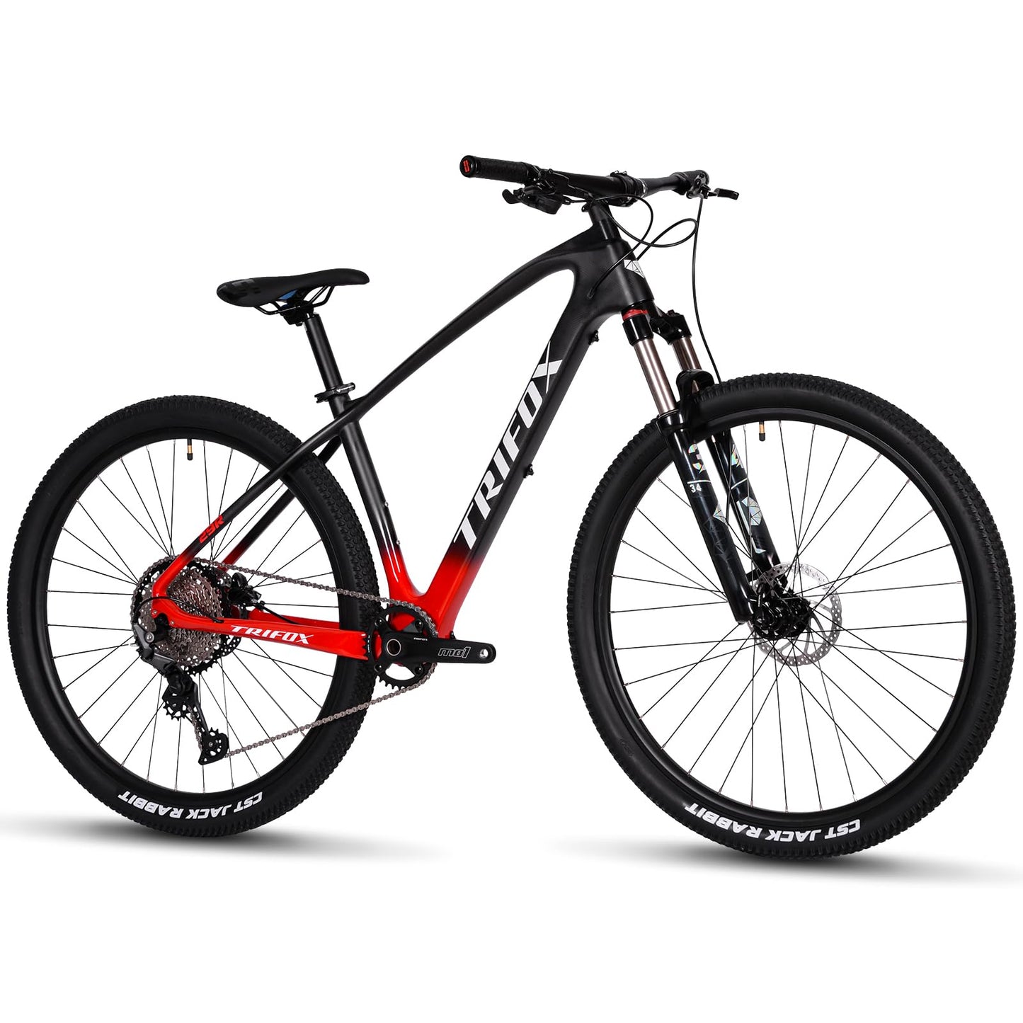 TRIFOX Carbon Fiber Mountain Bike with Shimano M6100 Deore Groupset 12-Speed,Carbon Fiber Frame,Hydraulic Fork 130mm Travel,29er Mountain Bike for Adult 17/19 inch (Red, 29er * 17 inch)