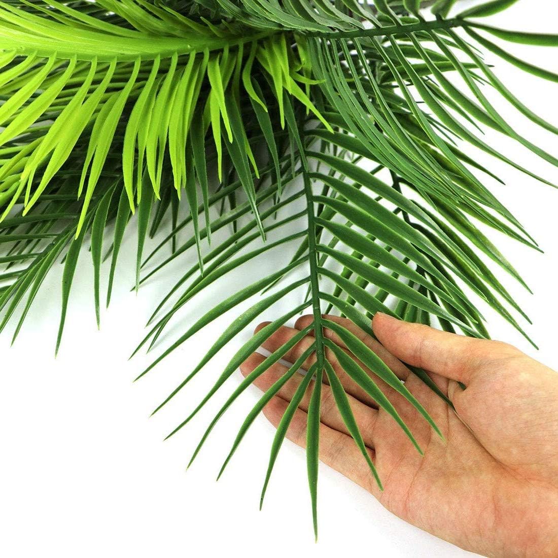 Artificial Palm Plants, Plastic Tropical Palm Tree Shrubs Fake Greenery Decor for Indoor Outdoor Home Garden, 2 Pack