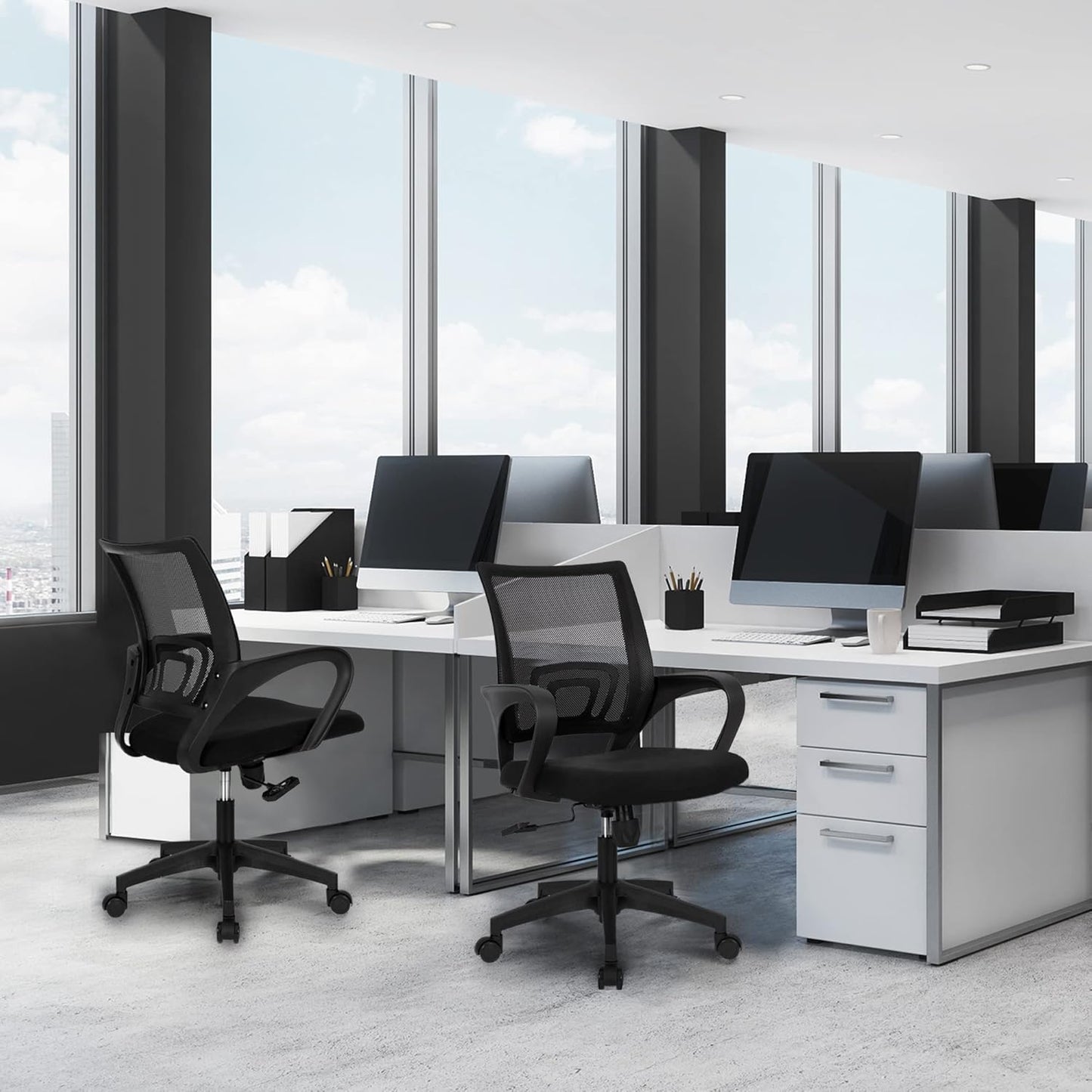Neo Chair Office Computer Desk Chair, Gaming-Ergonomic Mid Back Cushion with Lumbar Support and Wheels