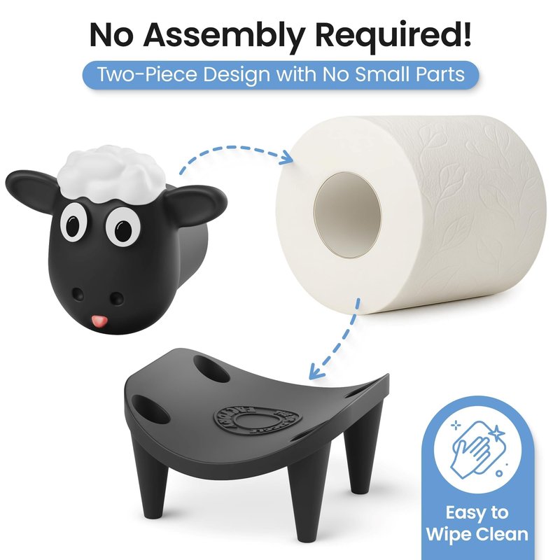 Sheep Toilet Paper Holder 3-Pack, Black Sheep Funny Bathroom Decor, Free Standing Cute Animal Holder, Stylishly Store Extra Toilet Paper, Modern Farmhouse Decor, No Assembly, Funny Gifts