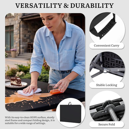 YITAHOME 8-Pack 6ft Folding Table w/1.38" Thick Tabletop Heavy Duty, Portable Outdoor Folding Tables w/Carrying Handle for Camping Picnic Parties/Indoor Events, Black