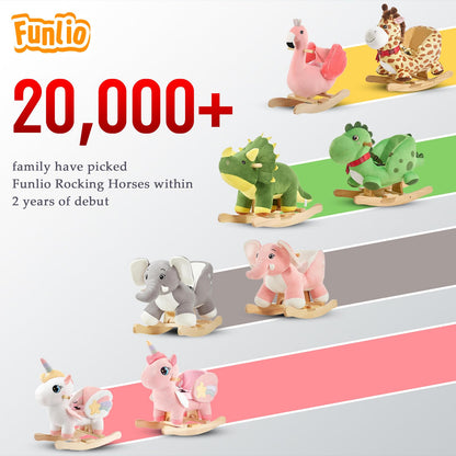 FUNLIO Unicorn Baby Rocking Horse, Rainbow Fairy Unicorn Rocking Horse for Toddlers 6 Months to 3 Years, Stuffed Ride-on Animal Rocker, Easy to Assemble, CE & CPC Certified