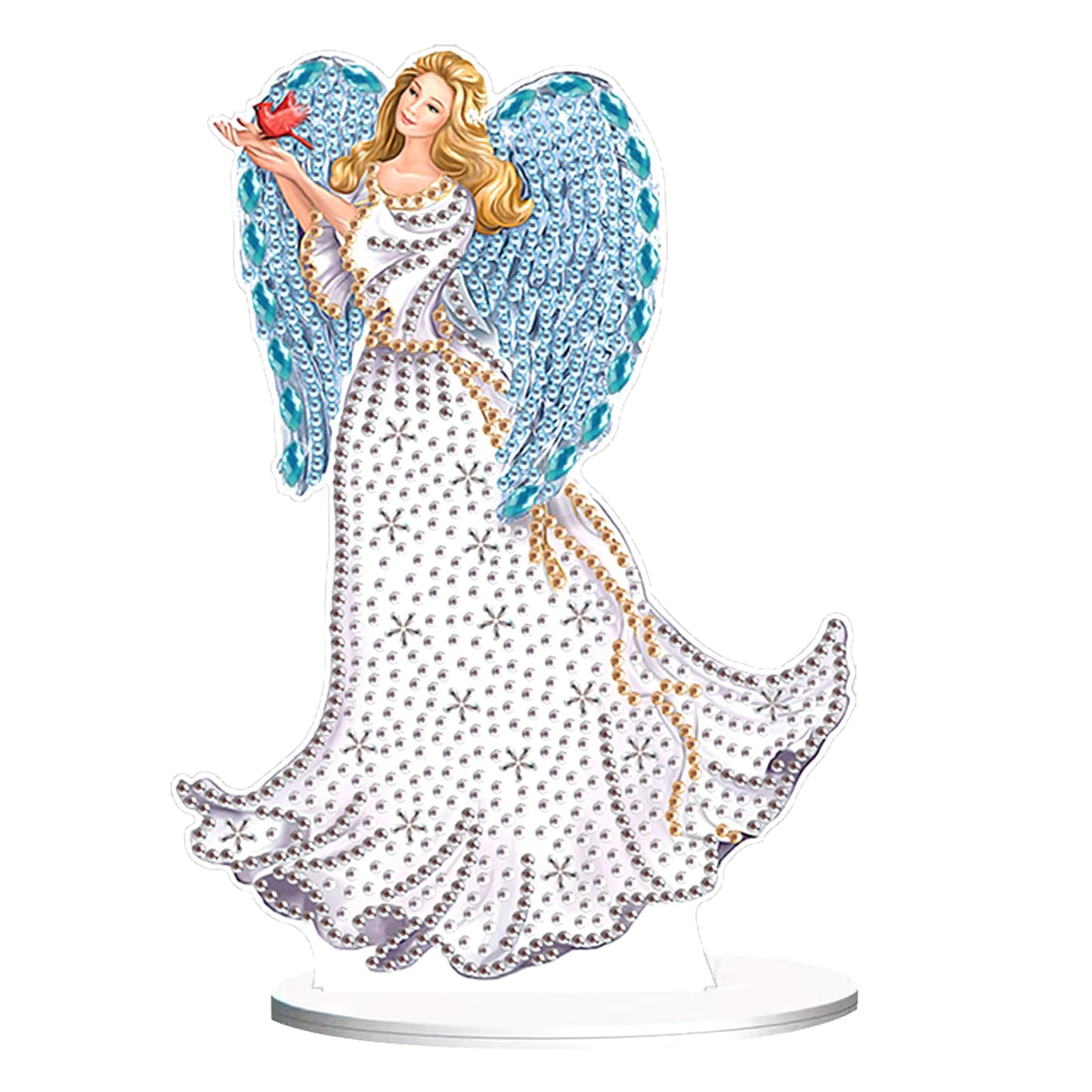JZHYOAN Angel Diamond Art Desktop Ornaments Gem Painting Table Ornaments Diamond Painting Desk Stand Crystal Arts Mosaic Kit DIY Desktop Kits with Special Shape Gem Art for Adults