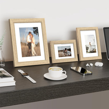 Povrgive Picture Frames, Made of Real Glass and Wooden Frame, Gallery Photo Frames Set of 10 for Collage Wall Decor, Multi Sizes Including 8x10, 5x7, 4x6 for Mounting or Tabletop Display, Wood