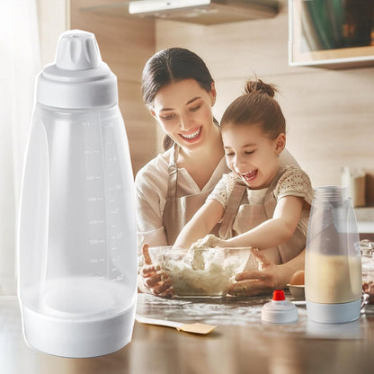 Pancake Batter Dispenser with Blender Balls,33.8 Oz Silicone Squeeze Pancake Mixer, Kitchen Pancake Batter Dispenser Bottle Baking Tool for Cupcakes, Crepes, Waffle, Muffins,Qatayef,Cupcakes
