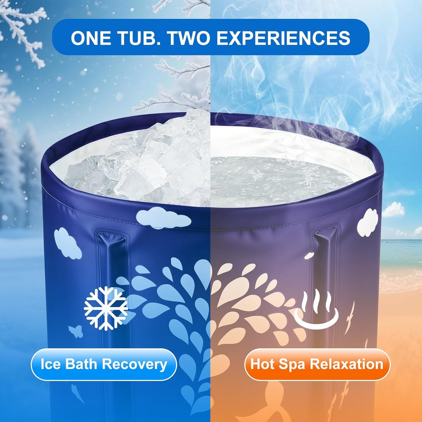 27inch) STARBRILLIANT Portable Foldable Bathtub, Collapsible Adult Travel Bath Tub for Camping, Home & Spa