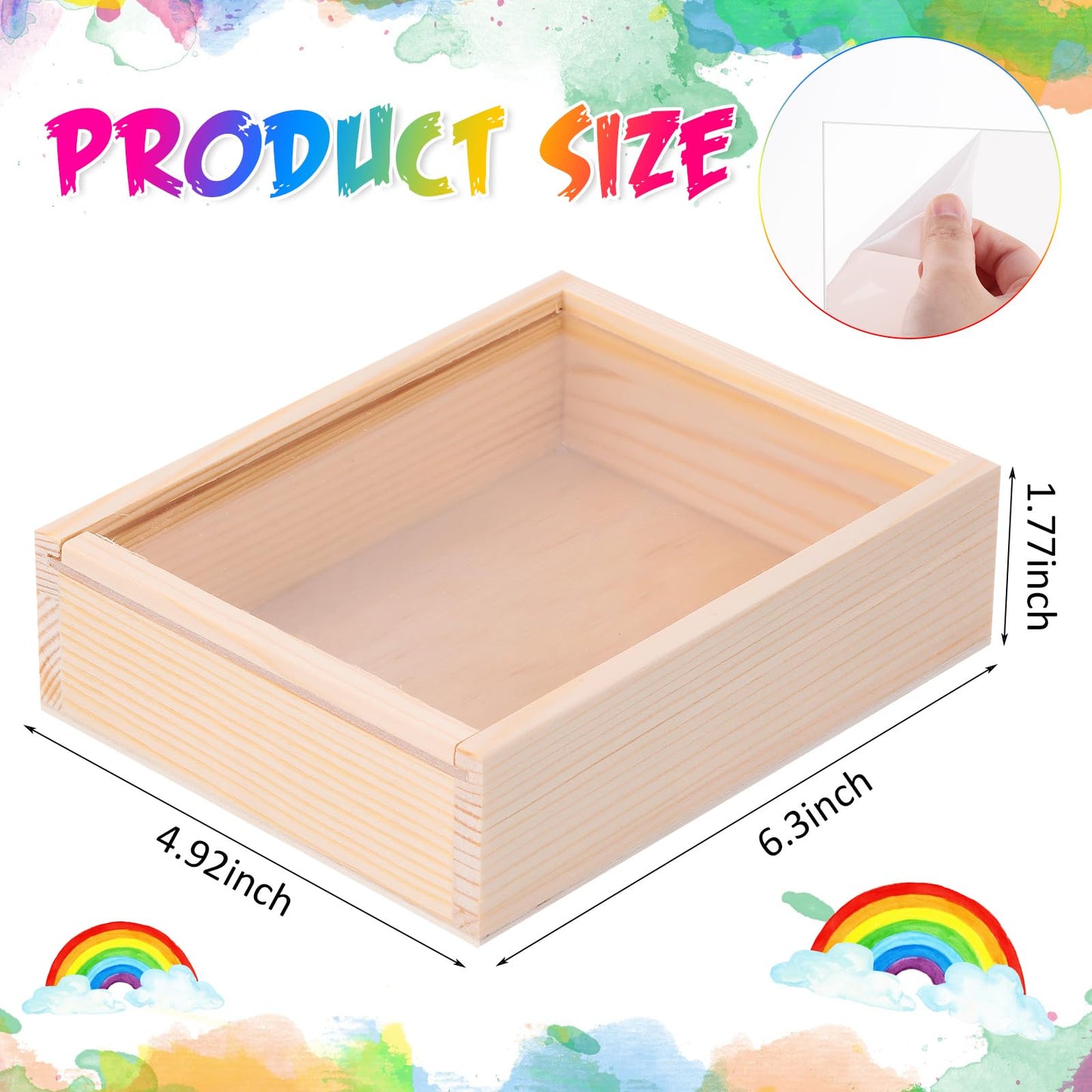 Thyle 12 Pcs 4.9 x 6.3 Inch Unfinished Wood Boxes with Acrylic Lids Small Unfinished Shadow Wood Boxes Crafts Gift for Flower DIY Wedding Party Favor Supplies