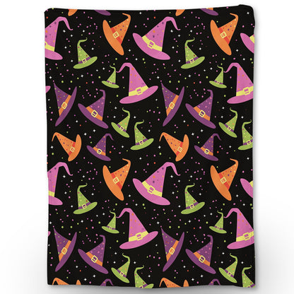 Ti Caldi Witch Hat and Stars Halloween Blanket - Soft Cozy Lightweight Flannel Throw Blanket for Adults Kids, Warm Fuzzy Blankets for Couch, Bed, Travel, Outdoor Use, Home Decor 60×50 in