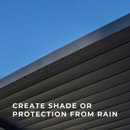 Backyard Discovery Evanston 20'x10' Galvanized Steel Wall-Mounted Louvered Pergola Kit with Adjustable Roof, Shade, Rain Protection, High-Wind Rating, PowerPort, Gutter System for Outdoor Patio, Deck