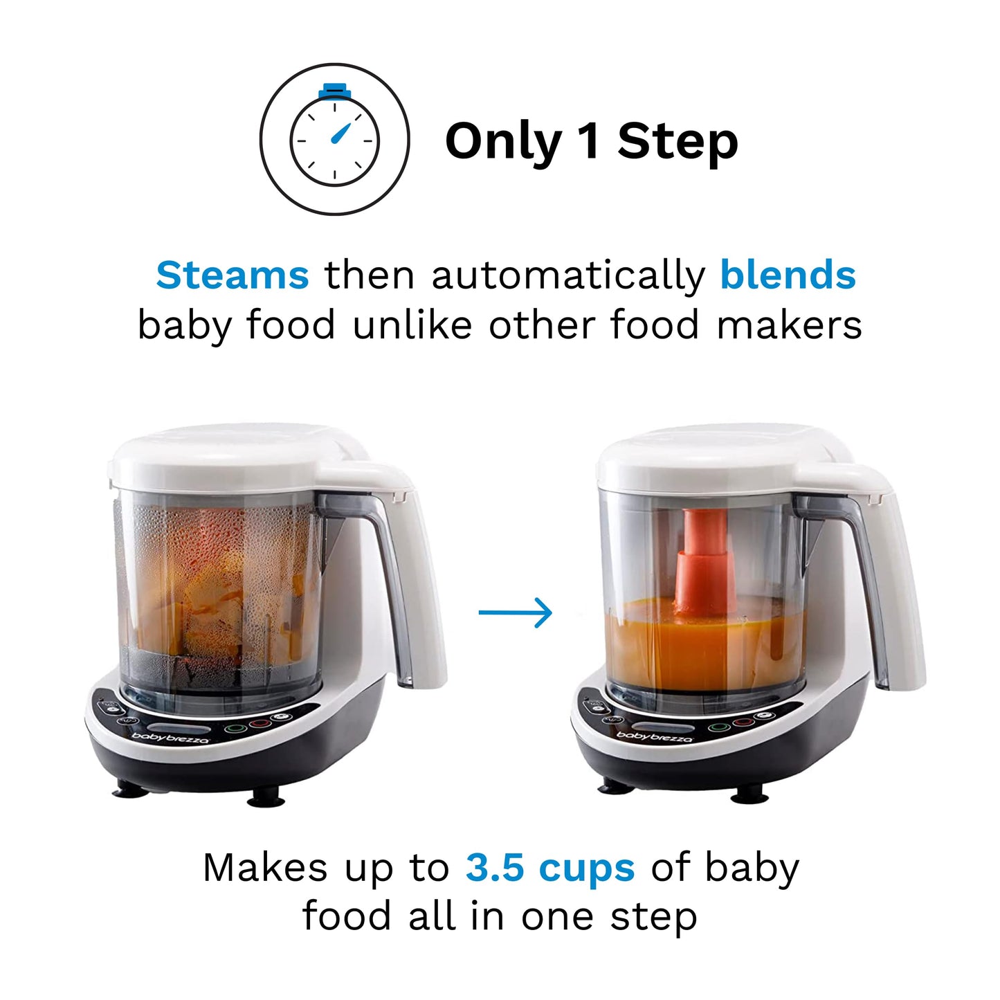 Baby Brezza One Step Baby Food Maker Deluxe – Auto shut Off, Dishwasher Safe Cooker and Blender to Steam + Puree Organic Food for Infants + Toddlers - Set of 3 Pouches + 3 Funnels