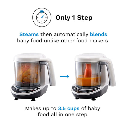 Baby Brezza One Step Baby Food Maker Deluxe – Auto shut Off, Dishwasher Safe Cooker and Blender to Steam + Puree Organic Food for Infants + Toddlers - Set of 3 Pouches + 3 Funnels