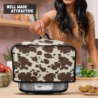 Brown Cow Print Durable Slow Cooker Cover, Dustproof Wear-Resisting Cover for Most 6-8 Quart Slow Cookers
