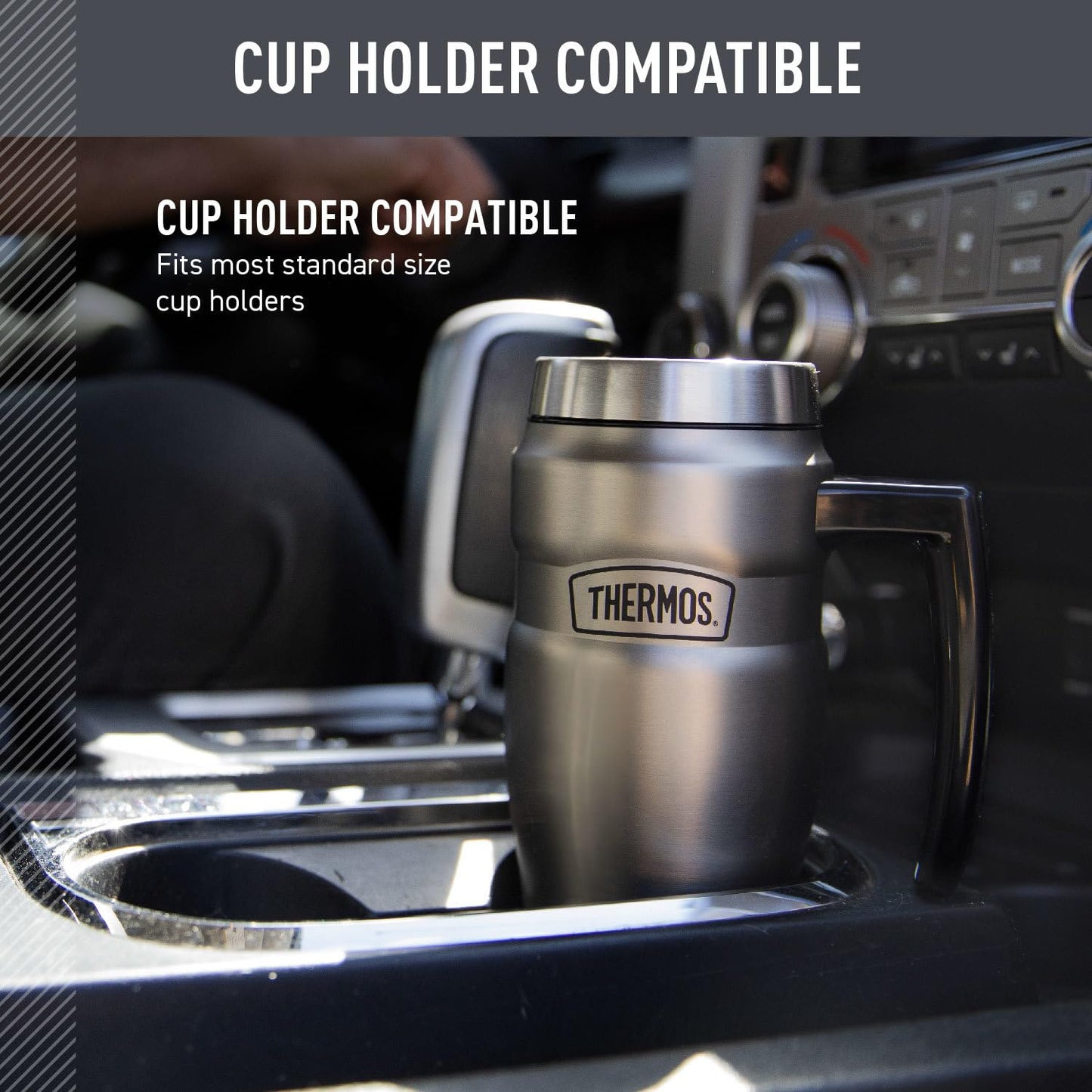THERMOS Stainless King Vacuum-Insulated Travel Mug with Handle - 16oz, Midnight Blue - Thermos Tumbler for Hot & Cold Drinks - Leak & Sweat-Proof Stainless Steel Coffee Mug with Lid for Commuting