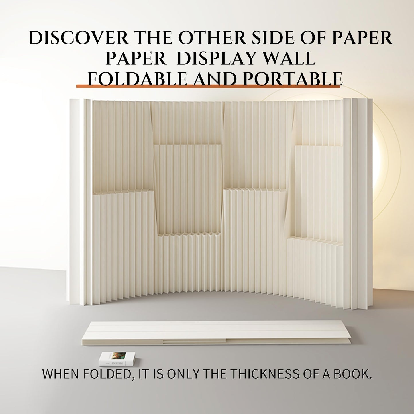 Folding Paper Room Divider, Freestanding Privacy Screen, Adjustable Paper Partition, Decorative Portable Room Separator for Home Office Dorm Indoor Studio