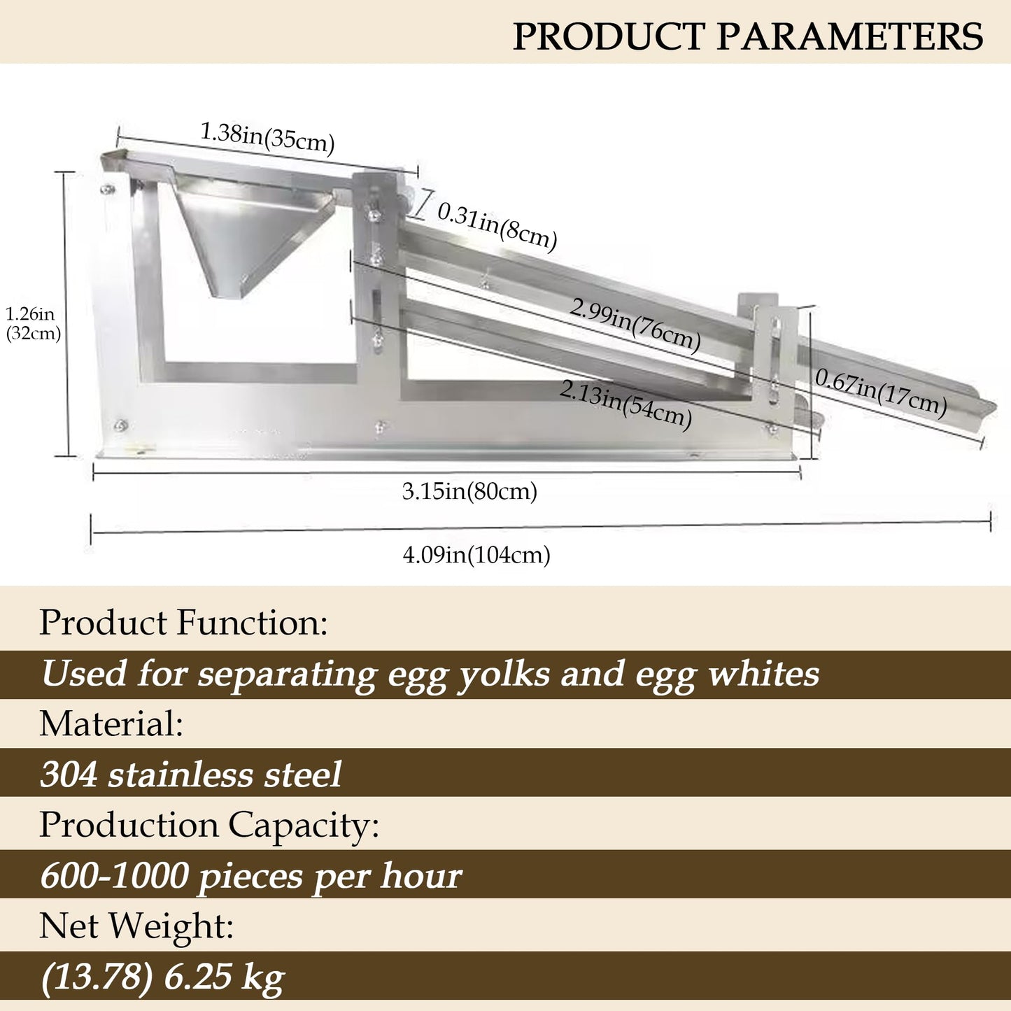 Maisutseb Commerical Egg Yolk White Separator 600-1000 Pcs/h Egg Divider Stainless Steel Egg Separation Tool Professional Egg White Yolk Sifting Filter for Bakery Restaurants Baking Enthusiasts