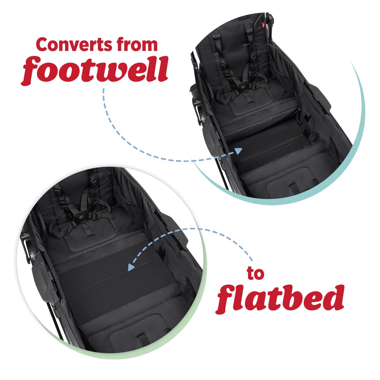 Radio Flyer Voya 2.0 2-Seat Stroller Wagon, for Kids 6+ Months, Lightweight, Compact, Foldable, UV Canopy, Included Storage, Seats Convert to Flatbed, Stroller Wagon for Kids