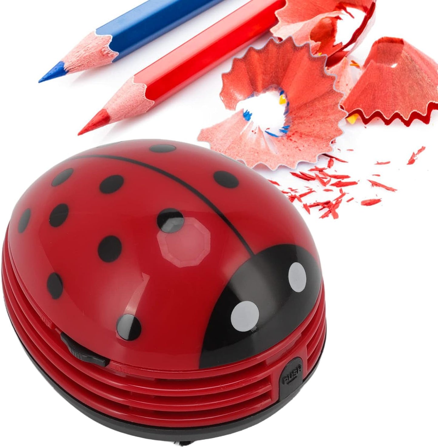 Fdit Mini Desktop Vacuum Cleaner, Portable Handheld Ladybug Sweeper for Cartoon Red Ladybird Crumb