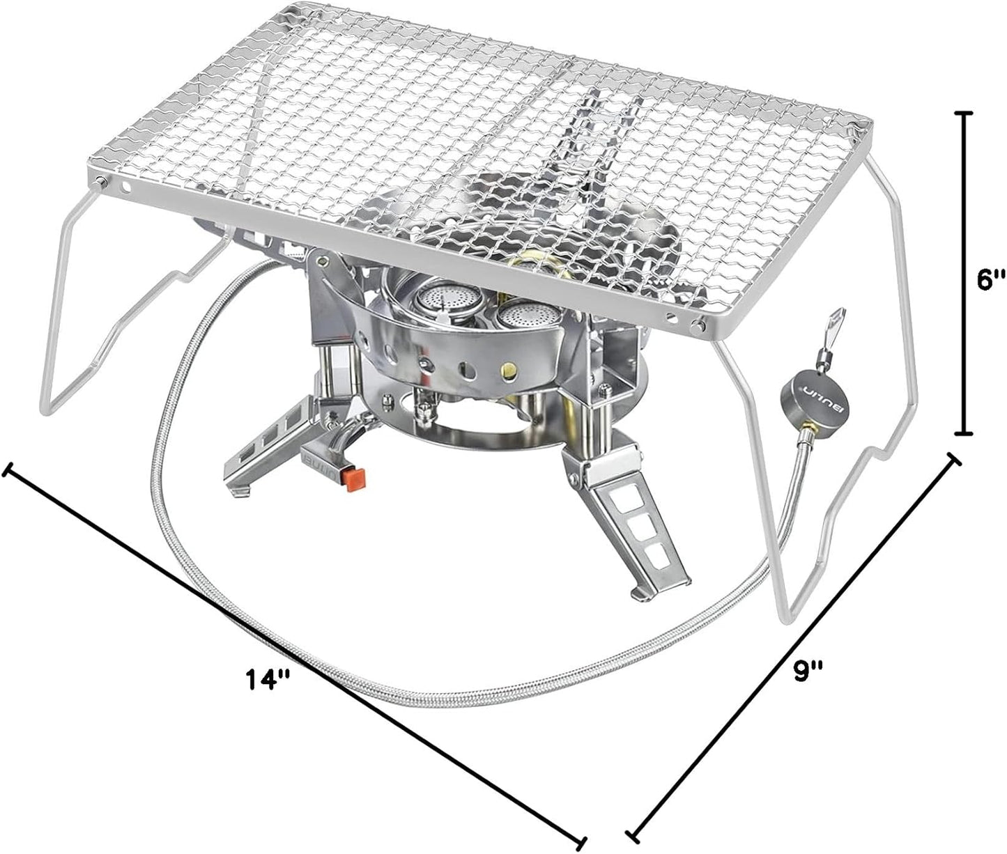 YETO Two Height Camping Grill Grate with Legs, 304 Stainless Steel Folding Campfire Grill for Outdoor Cooking