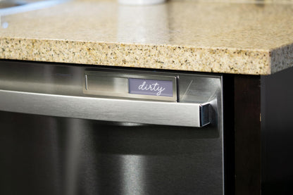 SimplyNeat Clean Dirty Magnet for Dishwasher - Stainless Steel Dishwasher Magnet Clean Dirty Sign - Clean/Dirty Magnetic Signs That Says Clean & Dirty for Home or Kitchen - Optional Adhesive for Non-Metal Surfaces - Millennial Gray and White