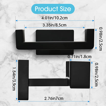 Dirvcp Double Towel Hook, Stainless Steel Wall Mounted Bathroom Hooks, Matte Black Coat Robe Hanger for Kitchen, Hotel, Pool