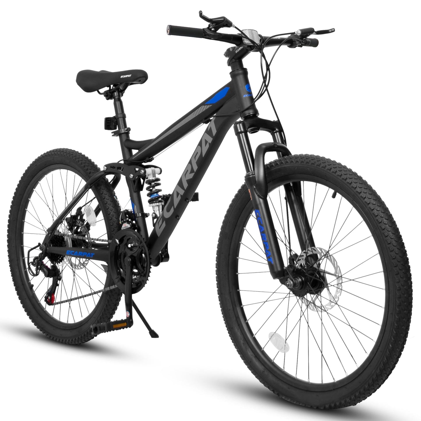 ItWorths 26" Full Suspension Mountain Bike Black, 21 Speed Mountain Bicycle with Dual Disc Brakes, Front and Rear Dual Shock Absorbers, Trigger Shifter High-Carbon Steel for Men Women Outdoor Fitness