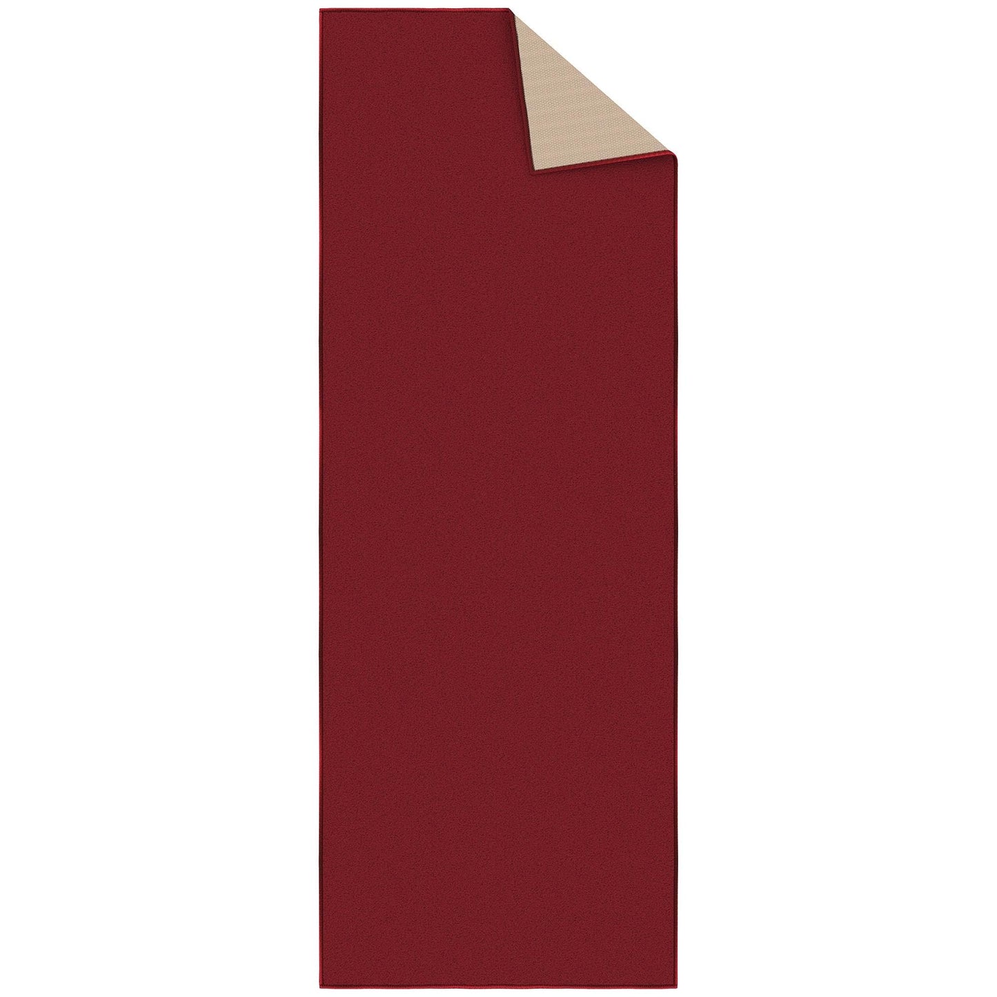 Sweet Home Stores Non-Slip Solid Design Rubberback Indoor Runner Rug for Kitchen, Hallways, Bathroom, Entrance, Bedroom 2'3" x 6', Red
