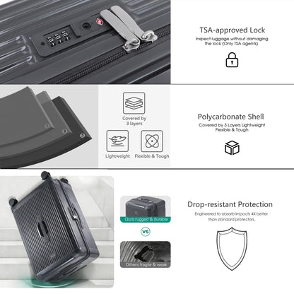 LIGHTGO 2 Piece Set Ultra-Lightweight PC+ABS Suitcase with TSA Lock & Quiet 360°Wheels, 20/26/30 Inch Expandable Luggage, Smart Organizer with Magical Divider & Waterproof Zone(Carbon Grey)