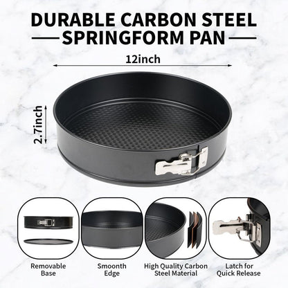 UWILLION Spring Form Cake Pans 12 Inch Springform Pan Nonstick Round Cheesecake Pan Carbon Steel Large Baking Mold Cake Tin for Christmas Birthday